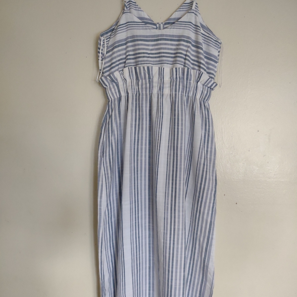 Japna Blue & White Striped Spaghetti Strap Dress Size M - Picture 2 of 11